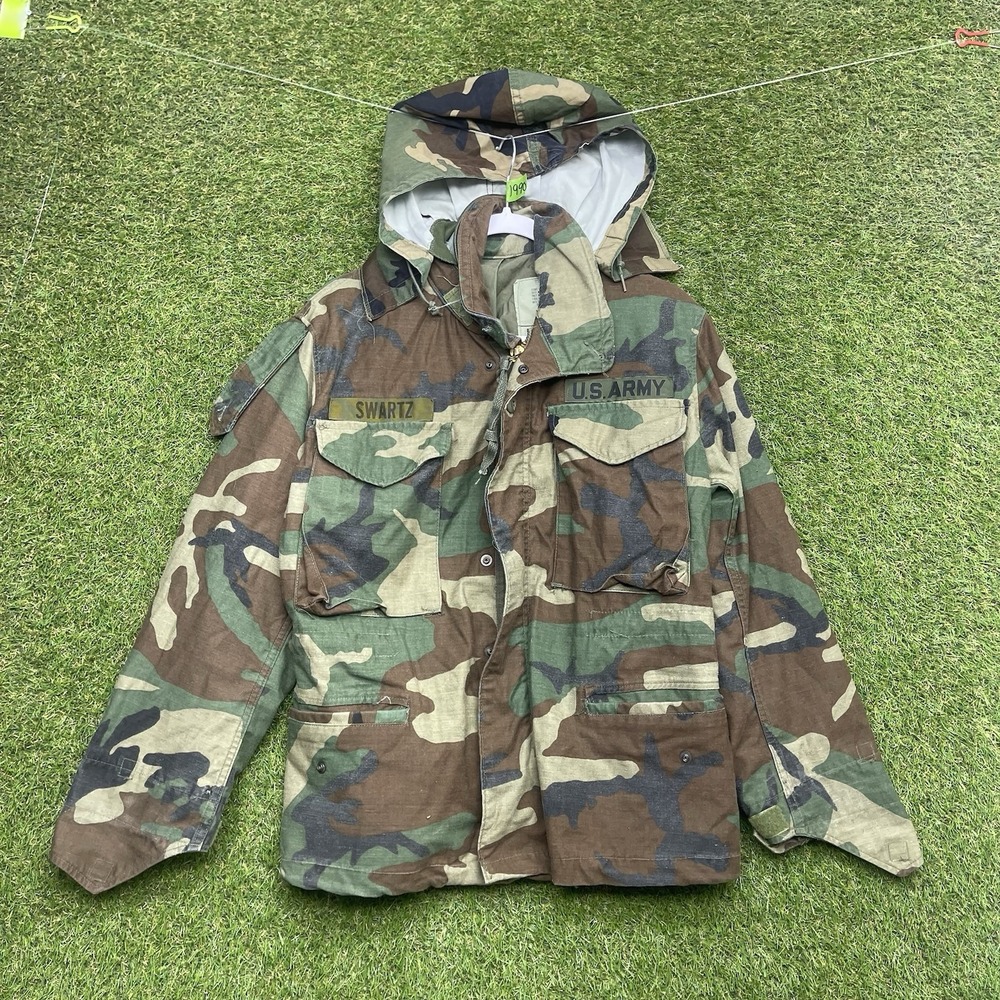 US Army Jacket Mens XS X-Short M65 Woodland Camo Field Coat Cold Weather Hunt
